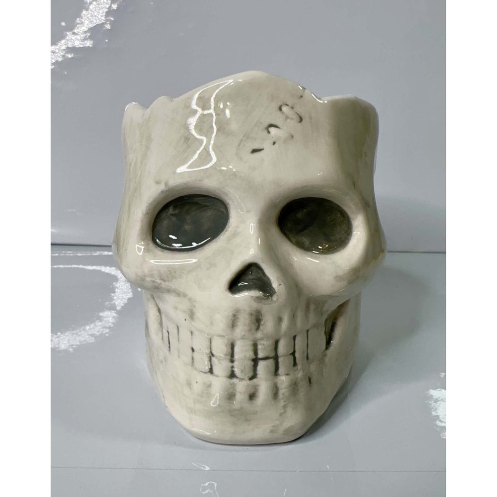 Yankee Candle Halloween Skull Large Jar Candle Holder 1704422 Ceramic NIB Spooky